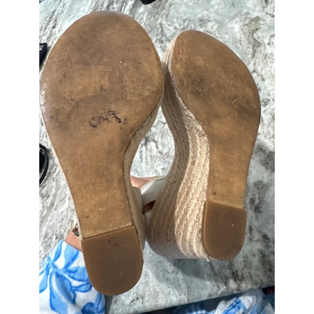 MICHAEL Michael Kors Kimberly Logo and Leather Wedge‎ Espradille Sandals size 7